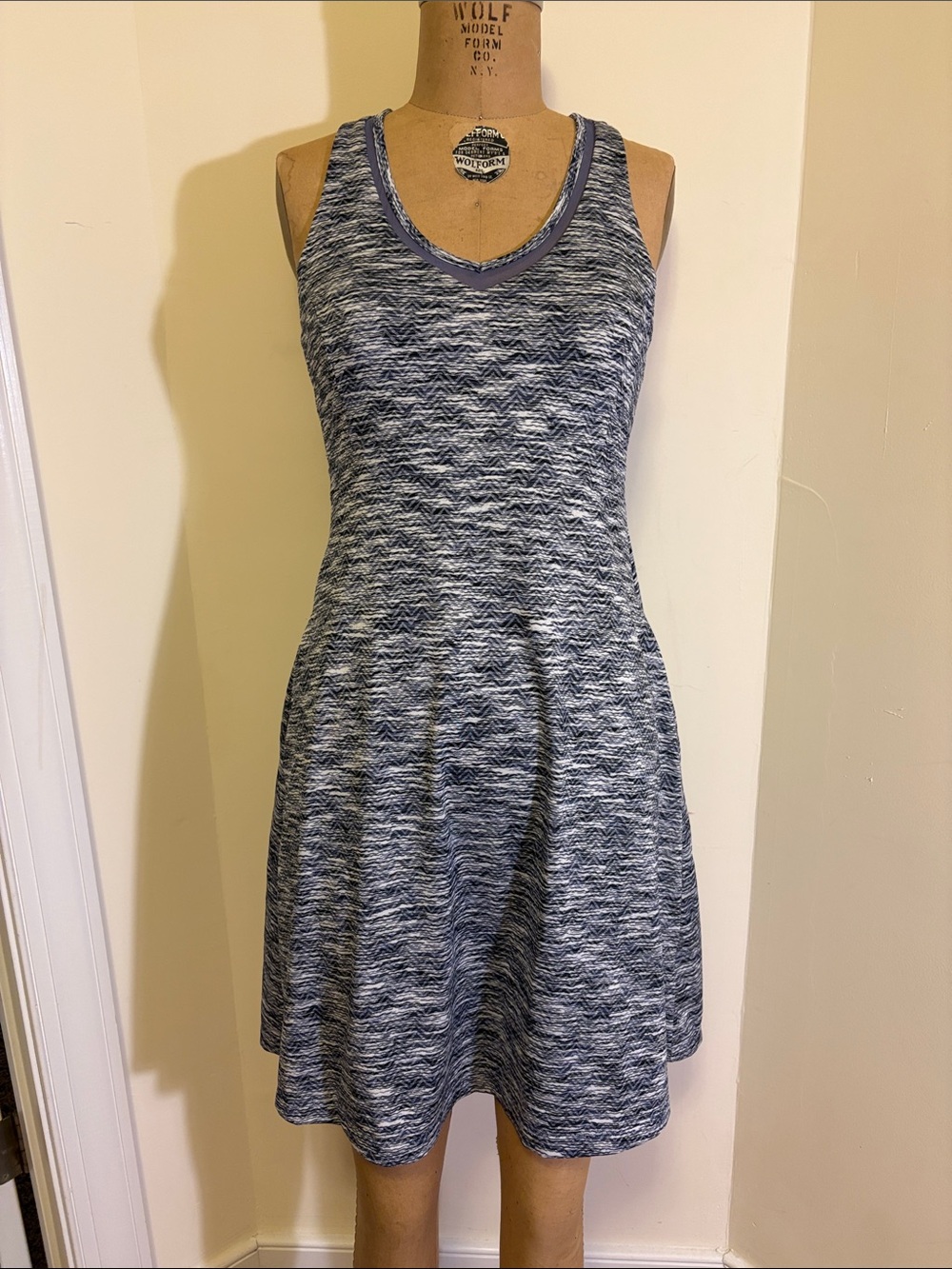 Blue Space-Dyed Tank Dress